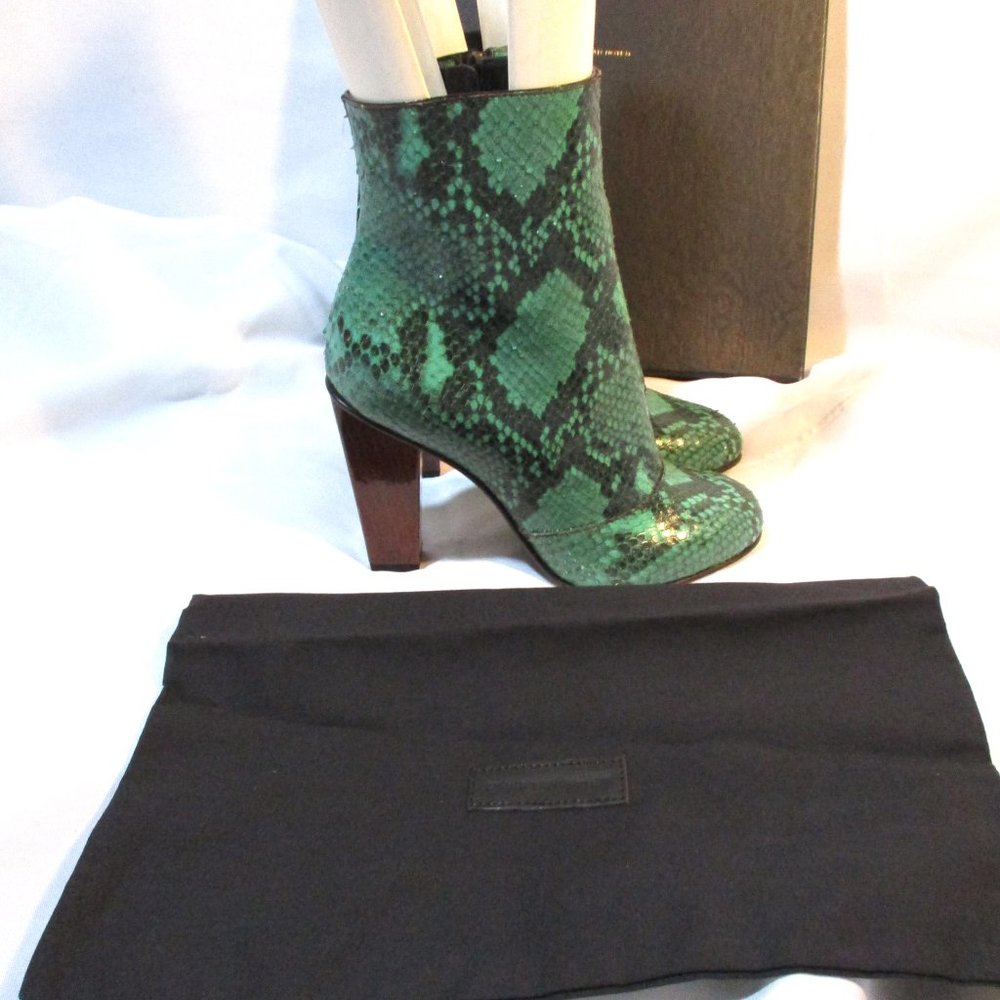 NEW DRIES VAN NOTEN GREEN PYTHON Ankle Bootie Boot - Picture 2 of 9